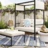 Ryegate 2pc 4' Mini Patio Daybed With Ottoman Weathered Teak - Threshold™ -Every Space Store GUEST 0125492a 4149 4574 a743 f01bf04d3456