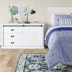 Every Space Store 32 Southwick Farmhouse 3 Drawer/Shelf Dresser With Sliding Barn Door White - Threshold™