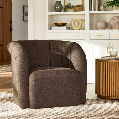 Channeled Curved Back Accent Chair Velvet - Threshold™ Designed With Studio McGee 3 Channeled Curved Back Accent Chair Velvet - Threshold™ Designed With Studio McGee
