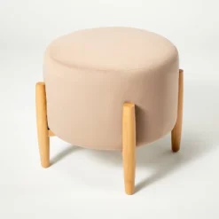 Elroy Round Velvet Ottoman With Wooden Legs - Threshold™ Designed With Studio McGee -Every Space Store GUEST 13e14aa9 b8ef 4504 a404 2a753759c130