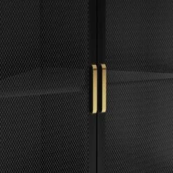 Mesh Corner Cabinet Black - Threshold™: Sleek Metal Storage With Golden Handles, V-Shaped Design -Every Space Store GUEST 147fb798 105e 4abd ad78 1b001a817cee
