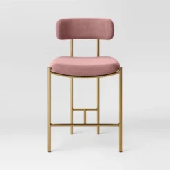 Orion Luxe Backed Counter Height Barstool With Brass Legs Blush Velvet - Threshold™ -Every Space Store GUEST 14e15387 9f1b 4518 bd75 5306d88e8f03