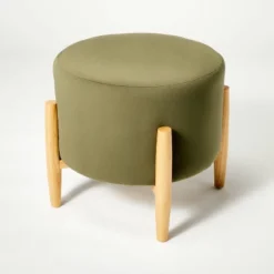 Elroy Round Velvet Ottoman With Wooden Legs - Threshold™ Designed With Studio McGee -Every Space Store GUEST 1d22f669 2a10 491f 9147 d5d1729c7a8d