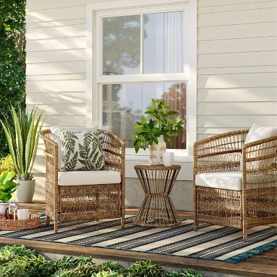 Mulberry 3pc Patio Chat Set - Natural - Threshold™ 3 Mulberry 3pc Patio Chat Set - Natural - Threshold™