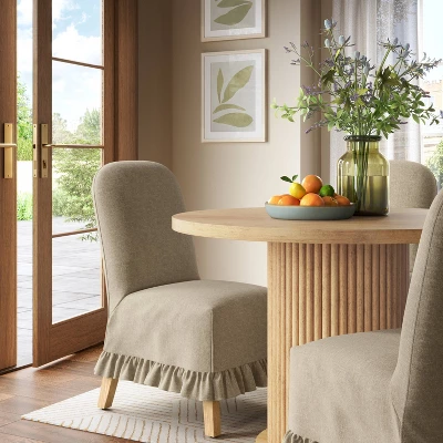 Rounded Back Slipcovered Dining Chair With Ruffle - Threshold™ 13 Rounded Back Slipcovered Dining Chair With Ruffle - Threshold™ - Image 11