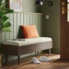 Wood Based Storage Bench Natural - Threshold™: Upholstered Entryway Ottoman With Armrest, Spot Clean