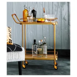 Metal, Wood, And Leather Bar Cart - Gold - Threshold™ -Every Space Store GUEST 3940ea51 5dbd 496d adf0 a33ee04f6d3f