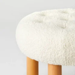Kessler Round Tufted Faux Shearling Ottoman With Wood Legs Cream - Threshold™ Designed With Studio McGee -Every Space Store GUEST 3b1d6757 dc2a 4c3b aa94 b7ae3aa27955