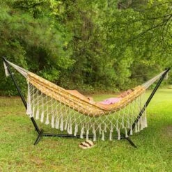 10' Bryant T-Spun Fringe Outdoor Fabric Hammock Dark Yellow - Threshold™: Weather-Resistant, No Stand -Every Space Store GUEST 3fb5a97c 71c7 4667 adb8 4f45effef8ee