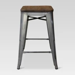 Set Of 2 Hampden Industrial 24" Counter Height Barstool Natural Metal - Threshold™ -Every Space Store GUEST 409db75d c29b 4926 bec6 cf73119ea7dd