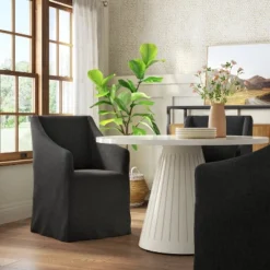 Sloped Arm Slipcovered Dining Chair - Threshold™ -Every Space Store GUEST 528882e9 f5e2 4039 8119 a472107c98ab