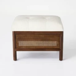 Woodspring Cane Base Ottoman Dark Walnut/Cream - Threshold™ Designed With Studio McGee -Every Space Store GUEST 560810e0 5e18 4812 aa7e aeefd12f9c85