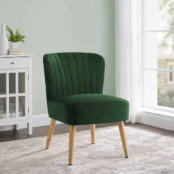 Chelidon Velvet Slipper Chair Green - Threshold™ -Every Space Store GUEST 5719485c 1f7e 4310 95d0 4d96f29262e8