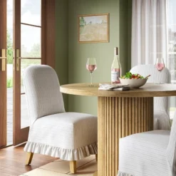Rounded Back Slipcovered Dining Chair With Ruffle - Threshold™ 33 Rounded Back Slipcovered Dining Chair With Ruffle - Threshold™ -Every Space Store GUEST 676541d6 6e3a 4b89 a0c2 9476a38350db
