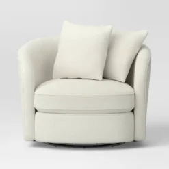 Oversized Upholstered Swivel Accent Chair With Pillows Cream Boucle - Threshold™ -Every Space Store GUEST 7091c894 f527 4f0e 8592 c4b1fb91466d