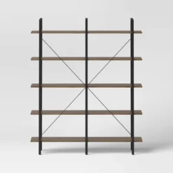 72" Banks 5 Shelf H Frame Bookcase Brown - Threshold™ -Every Space Store GUEST 743af568 244d 4185 945b 61dfbce51f78