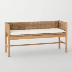 Elden Wood Bench With Woven Back And Loose Cushion Seat - Threshold™ Designed With Studio McGee -Every Space Store GUEST 75b2f7b0 b6bf 42c9 a9a5 2942b2a9c6e5