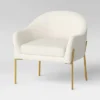 Gladden Barrel Accent Chair Cream Boucle/Brass - Threshold™: Gold-Tone Metal Legs, Curved Back, Upholstered Armchair -Every Space Store GUEST 7612b17e 690d 4bf7 bafc 9eef629672a5