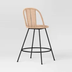Olivine Rounded Back Woven Counter Height Barstool With Metal Legs Natural - Threshold™ -Every Space Store GUEST 762e0250 57e4 4cea b6bc 1640474ba352