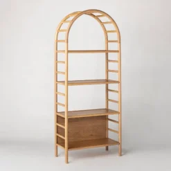 72" Holladay Curved Wooden Bookcase - Threshold™ Designed With Studio McGee -Every Space Store GUEST 84aacca0 2437 4d03 8b04 6e3f30c27fb1
