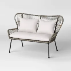 Steel And Wicker Latigo Rust Resistant Outdoor Patio Loveseat Arm Chair Gray - Threshold™ -Every Space Store GUEST 87cd9c47 3c50 467f 9e47 82dfcf199ac7