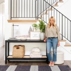 Console Table With Woven Rattan Shelf Black - Threshold™ Designed With Studio McGee -Every Space Store GUEST 8850858f 6d86 4502 8112 f583beb8eb20