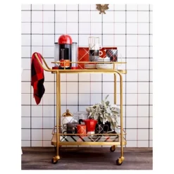 Metal, Wood, And Leather Bar Cart - Gold - Threshold™ -Every Space Store GUEST 8b37d9d0 220c 44ab 9ad7 9d758ab91a72