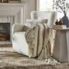 Kessler Swivel Accent Chair Cream Faux Shearling - Threshold™ Designed With Studio McGee: Luxury Glam Furniture, No Assembly Required