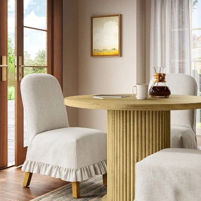 Rounded Back Slipcovered Dining Chair With Ruffle - Threshold™ 11 Rounded Back Slipcovered Dining Chair With Ruffle - Threshold™ - Image 9