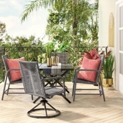 2pc Granby Padded Wicker Outdoor Patio Dining Chairs Arm Chairs Gray - Threshold™