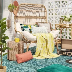 Wicker & Metal Outdoor Patio Chair, Egg Chair Natural - Threshold™ Designed With Studio McGee -Every Space Store GUEST 98121453 7012 488d ba4f 18f874372531