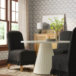 Rounded Back Slipcovered Dining Chair With Ruffle - Threshold™ 28 Rounded Back Slipcovered Dining Chair With Ruffle - Threshold™ -Every Space Store GUEST 98e18652 ab6b 4bc9 9cb9 854822cb9492