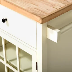 Windham Wood Top Kitchen Island Off-White - Threshold™: Pine & Rubberwood Frame, Storage Cart With Casters -Every Space Store GUEST 9b2269f4 01a0 4d8d 98e8 85d04804554c