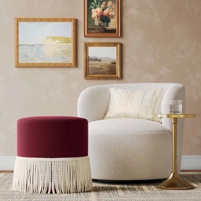 Fringe Drum Ottoman In Velvet - Threshold™ 3 Fringe Drum Ottoman In Velvet - Threshold™
