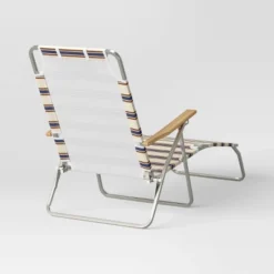 Striped Aluminum Beach Lounger With Wood Arms - Threshold™ -Every Space Store GUEST a72bf634 d3db 44d5 b2f4 d19d9498af18