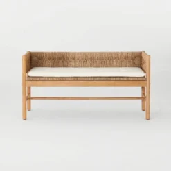 Elden Wood Bench With Woven Back And Loose Cushion Seat - Threshold™ Designed With Studio McGee -Every Space Store GUEST ac5cda38 2527 47e4 9bd6 bc9e470974cb