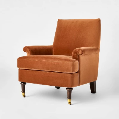 Mercer Rolled Upholstered Armchair With Casters - Threshold™ Designed With Studio McGee 4 Mercer Rolled Upholstered Armchair With Casters - Threshold™ Designed With Studio McGee - Image 2