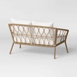 Steel And Wicker Britanna Rust Resistant Outdoor Patio Loveseat Arm Chair Light Brown - Threshold™ -Every Space Store GUEST b6b9a584 f315 4b32 87d9 437e0381a7fc