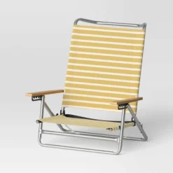 5 Position Beach Chair With Aluminum Frame & Wood Arms - Threshold™ -Every Space Store GUEST cdd41c2e 63f3 4f46 8f01 e5634e896ecf