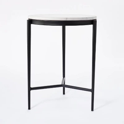 Pleasant Grove Round Marble End Table White - Threshold™ Designed With Studio McGee 4 Pleasant Grove Round Marble End Table White - Threshold™ Designed With Studio McGee - Image 2