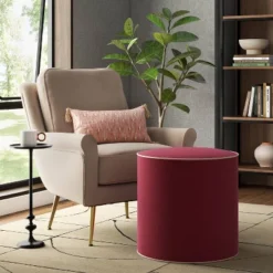 Contrast Welt Drum Ottoman In Velvet - Threshold™ -Every Space Store GUEST d3b8824a df70 4f1f 9ea0 1391dd693dcb