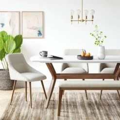 Astrid Mid-Century Dining Bench With Upholstered Seat Walnut - Threshold™