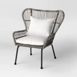 2pc Steel And Wicker Latigo Rust Resistant Outdoor Patio Club Chairs Gray - Threshold™ -Every Space Store GUEST e05cdd86 6fe0 4237 b927 51cb11a8dd46