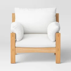 Canyon Slouchy Arm Rustic Wood Accent Chair Cream - Threshold™ -Every Space Store GUEST e8b7c5a1 83d9 4021 8b69 bee1399b671f